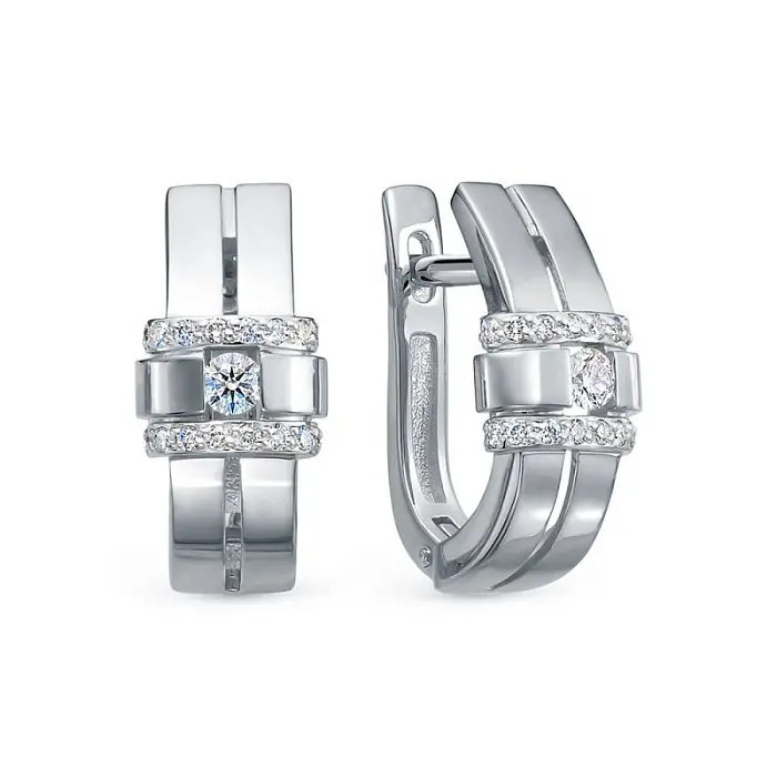 Серьги с английским замком из белого золота