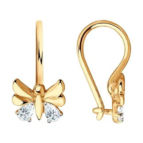 Серьги детские из красного золота