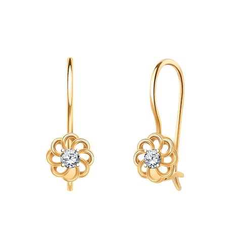 Серьги детские из красного золота