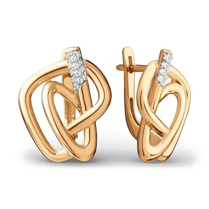 Серьги с английским замком из красного золота