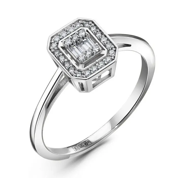 Кольцо декоративное из белого золота вид 1