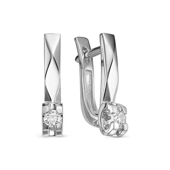 Серьги с английским замком из белого золота