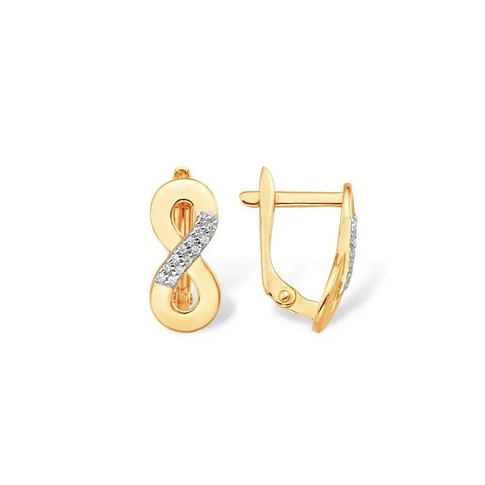 Серьги с английским замком из красного золота