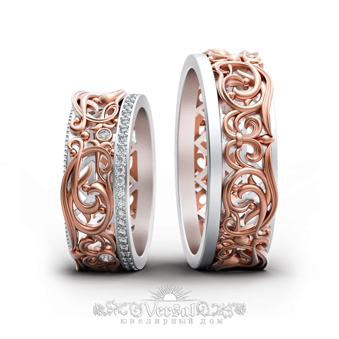 Кольцо обручальное из комбинированного золота