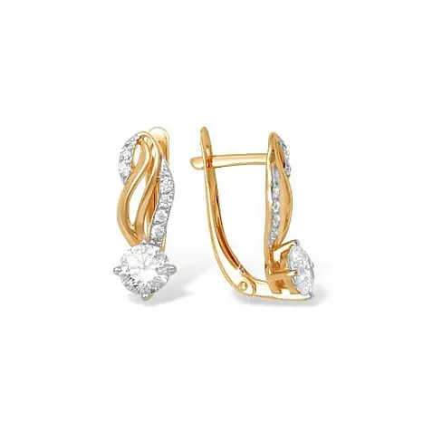 Серьги с английским замком из красного золота