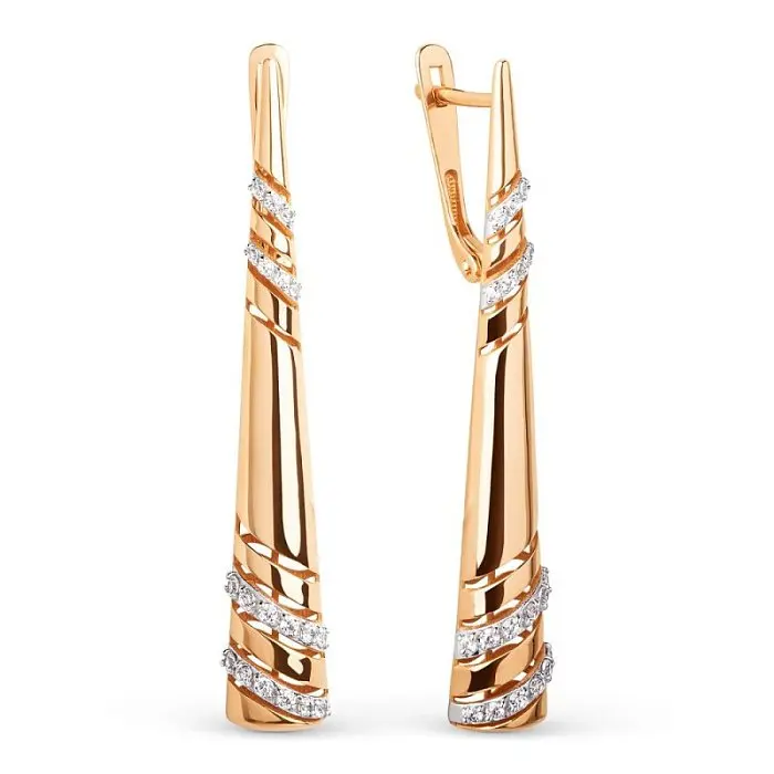 Серьги с английским замком из красного золота