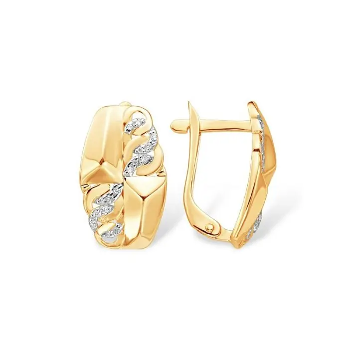 Серьги с английским замком из красного золота