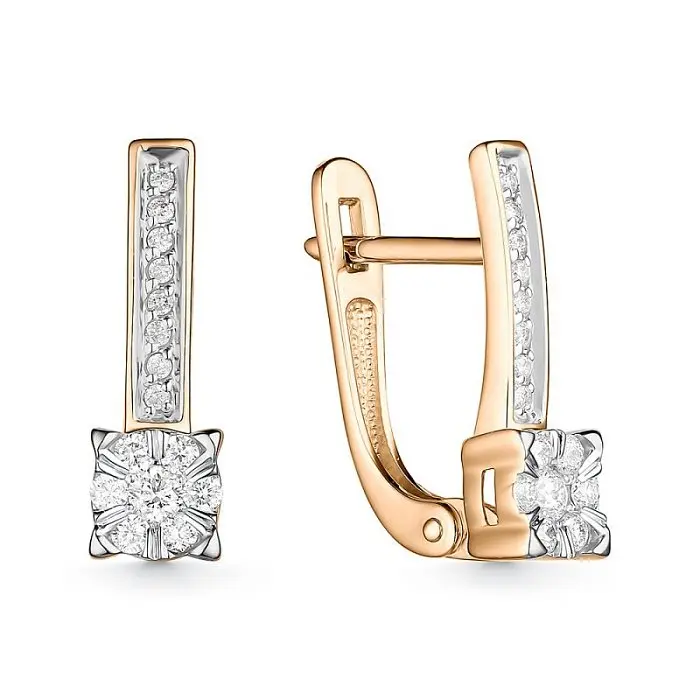 Серьги с английским замком из комбинированного золота Серьги с английским замком из комбинированного золота