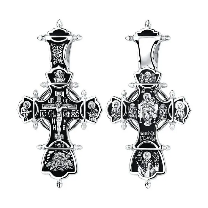 Подвеска крест из черного серебра