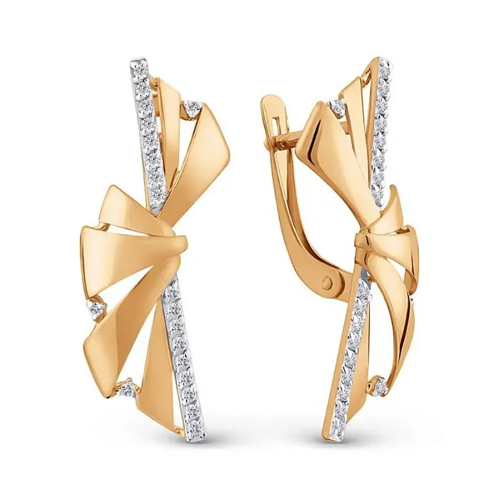 Серьги с английским замком из красного золота