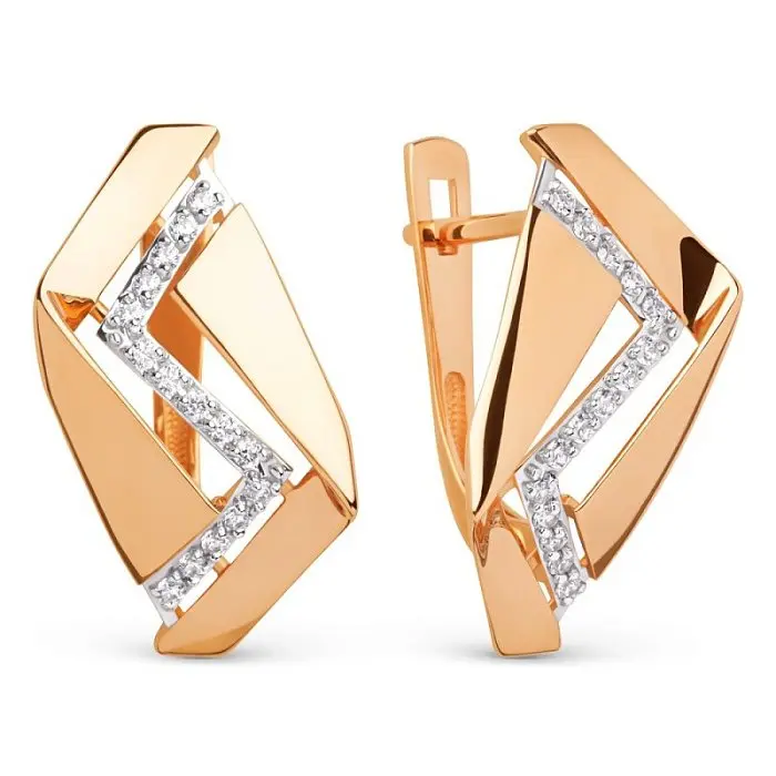 Серьги с английским замком из красного золота