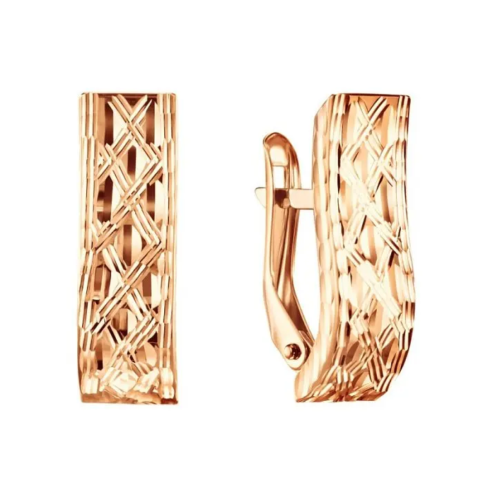 Серьги с английским замком из красного золота