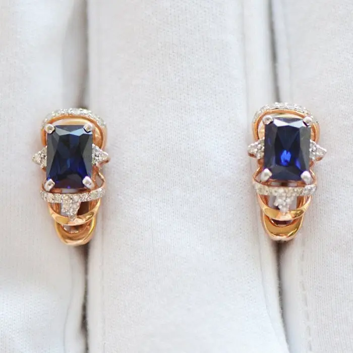 Серьги с английским замком из красного золота