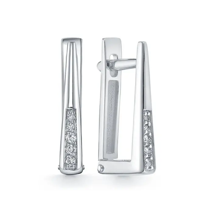 Серьги с английским замком из белого золота