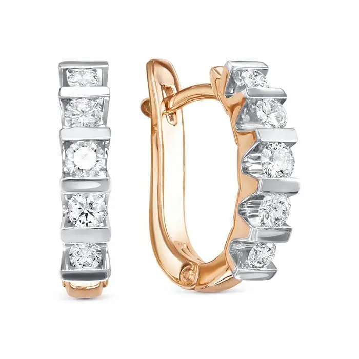 Серьги с английским замком из комбинированного золота Серьги с английским замком из комбинированного золота