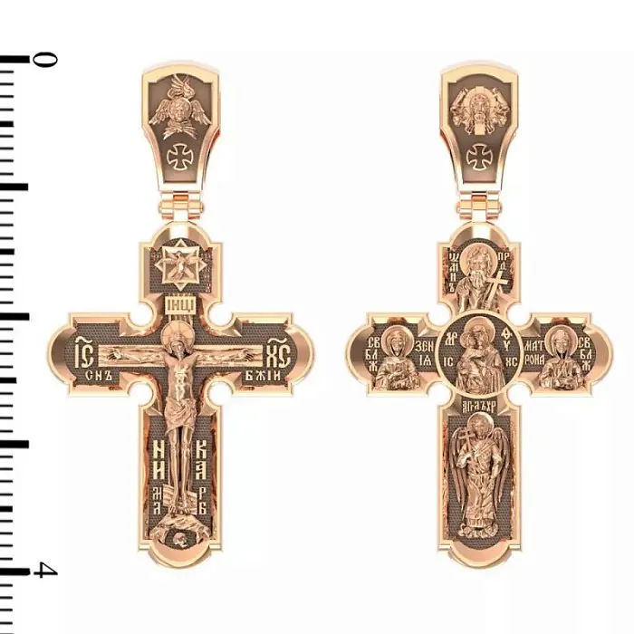 Подвеска крест из красного золота
