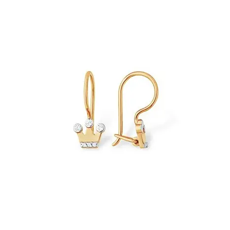Серьги детские из красного золота