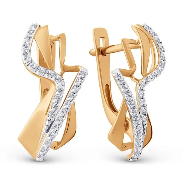 Серьги с английским замком из красного золота