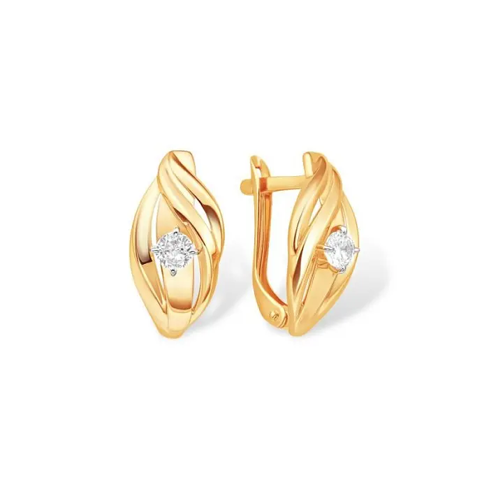 Серьги с английским замком из красного золота