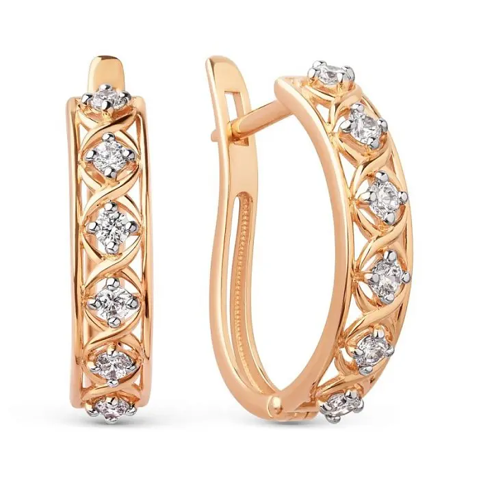 Серьги с английским замком из красного золота