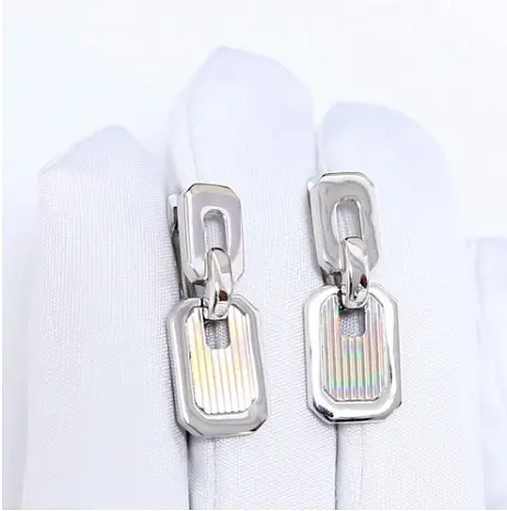 Серьги подвесные из белого золота