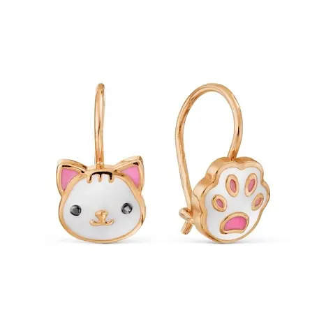 Серьги детские из красного золота