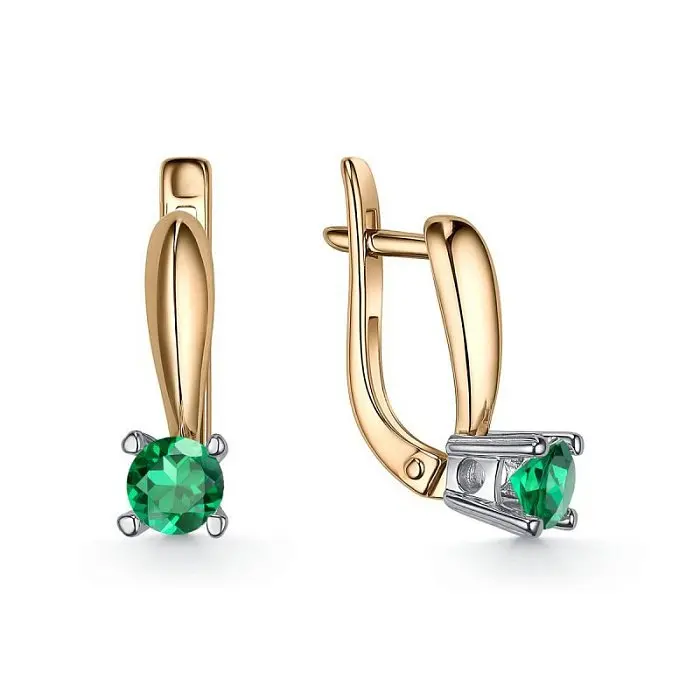 Серьги с английским замком из комбинированного золота