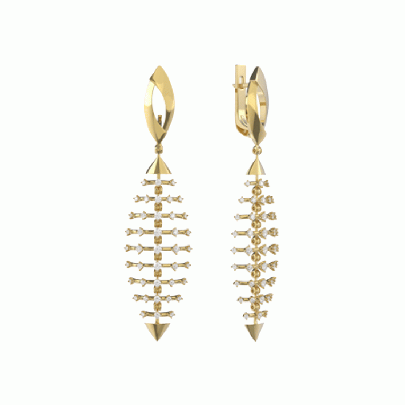 Серьги подвесные из белого золота