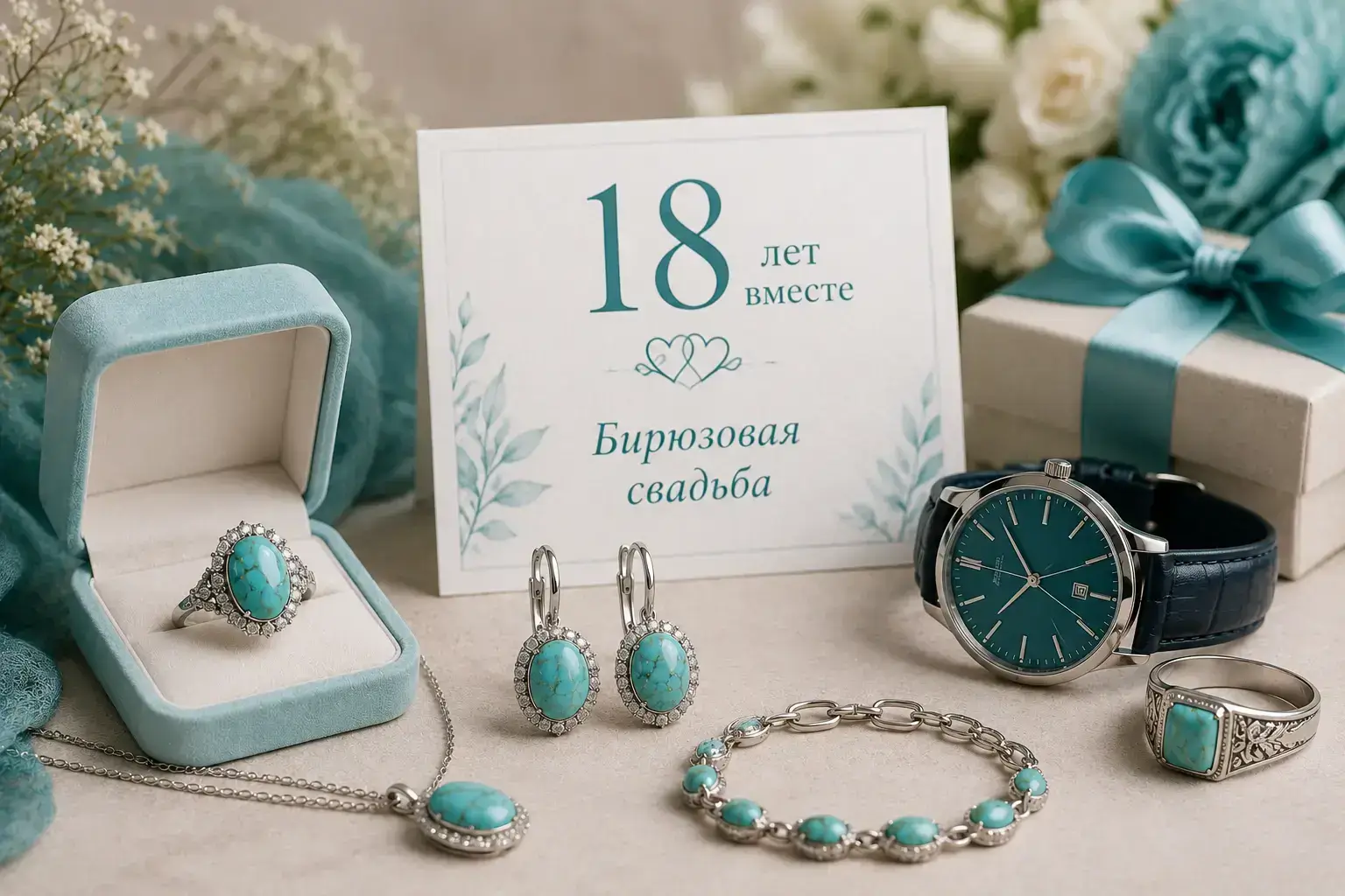 Что подарить на бирюзовую свадьбу?