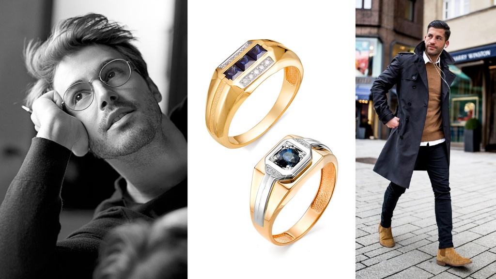 Кольца из красного золота с сапфирами и бриллиантами для Девы