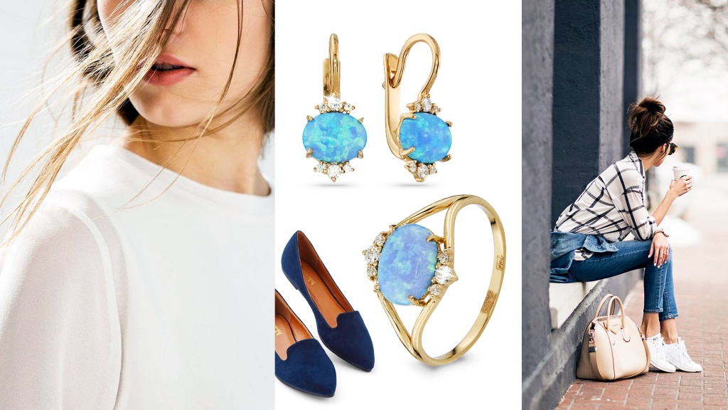 Серьги и кольцо с опалами для Рака