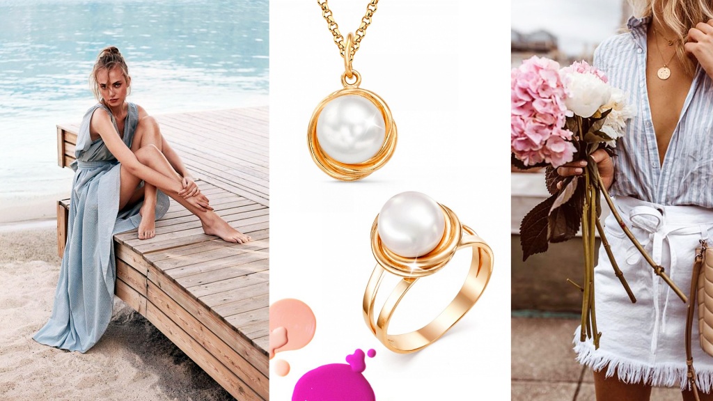 Подвеска и кольцо с жемчугом для Рака