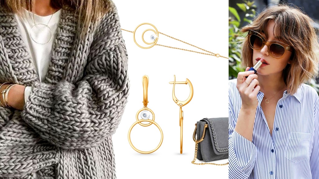 Браслет и серьги из комбинированного золота с бриллиантами для Льва