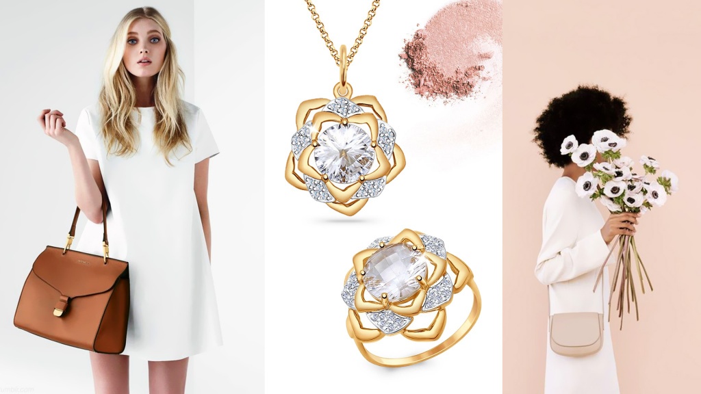 Подвеска и кольцо из красного золота с горным хрусталем и фианитами для Льва