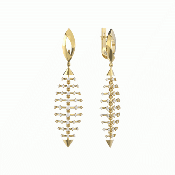 Серьги подвесные из белого золота Серьги подвесные из белого золота